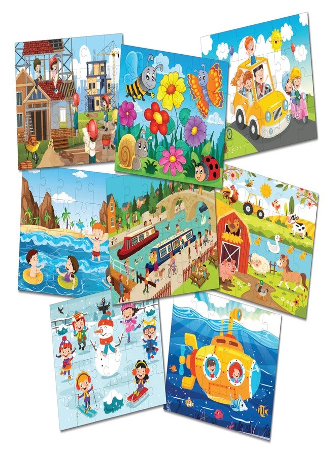 Khilonewale Wooden Jigsaw Puzzle 24 Pieces Each Combo of 8 Large Size 20 x 30 cm Set for Kids 3+ Years Educational Puzzles, | Learning Brain Development Toy for Boys and Girls (Kids Adventure Puzzle Set) - Image 1